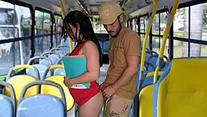 Whoa student gets groped and fucked hard on public bus 😱🍑🔥