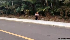 priscila hits the streets in see-thru skirt NO PANTIES flashing big naturals