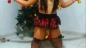 picture her bound as christmas slave whore gagging on cock in humiliating bdsm