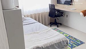 i catch my son's tall athletic latina friend sniffing panties and teach her a sexy roleplay lesson