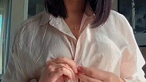 a hot teen dances seductively outdoors flashing her body in public