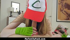 i love how stepbro rams that tight redhead pussy cowgirl style till we both climax hard