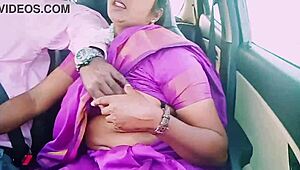 Saree-Clad Housewife Teases Driver's Desires