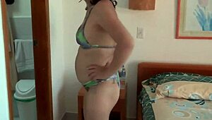 on the beach i finger my hairy pussy for stepson til he fills me with cum while watching