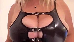 Big Saggy Natural Tits Burst From Tight Latex Bunny!