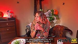 Hunt4k captures passionate fortune-telling fuck with perky-titted Czech witch Vanessa Leone in high-definition POV, stockings, shaved pussy, cuckold watching her cheat hardcore.