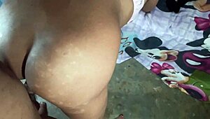 Ex-boyfriend roughly pounds desi indian girlfriend's wet pussy doggystyle while she moans in leggings