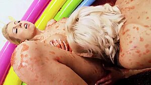 Lou Lou and Christine Love dive into each other's smooth blonde pussies 👅💦 these sluts lick wet shaved muffs like pros! 😈