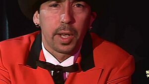 Redhead bukkake facial after double anal penetration