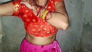 sexy indian bhabhi pisses in bathroom with pierced nipples teasing