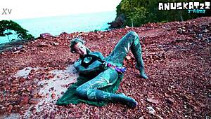 I shove dildo deep in my outdoor anal hole masturbating till pee urge hits!