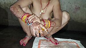 sexy indian bhabhi pisses in bathroom with pierced nipples teasing