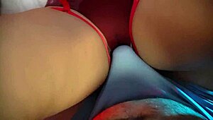 curvy latina in tight leggings teases workout ride to pant cum