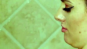 gorgeous blonde steps into steamy shower for total refresh