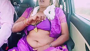 Saree-Clad Housewife Teases Driver's Desires