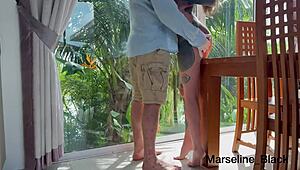 Fucked deep throat on desk then juicy facial part 1