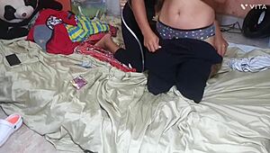 hot latina friends turn playful joke into steamy lingerie fun