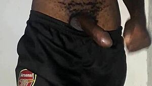 Kenyan guy gets massive cock handjob massage on camera