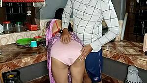 young sari maid gets her tight pussy pounded in the kitchen 😈🍑🔥