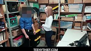 so the old security guy finally fucks redhead katy kiss right in his office