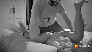 Friend's husband bends chubby latina over for rough anal, doggystyle gaping, queefing orgasms while wife spies on cam.