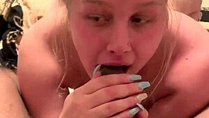 big ass babe delivers messy sloppy blowjob tease in steamy pov