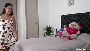 Stepdaughter Surprises Me Bent Over in Lingerie for Bedroom Creampie