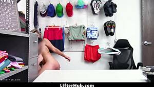 adira allure strips teases rides cops cock doggystyle cowgirl after getting caught shoplifting in garage