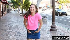 flexible teen gymnast flashes pussy on street