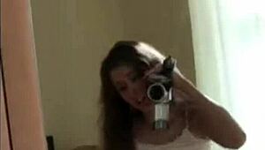 Tiny Tyler gropes small tits and rubs pussy live on amateur teen webcam