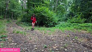 jeny smit teases anal dildo in woods