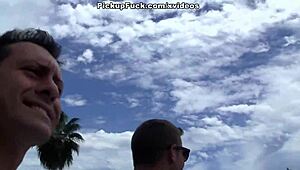 this spanish chick gets picked up for rough outdoor fuck pays with cash