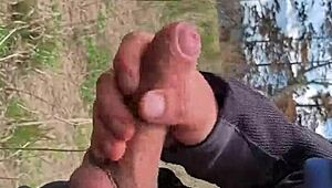 Exhibitionist Flashes Big Cock Masturbating Outdoors to Distant Ladies