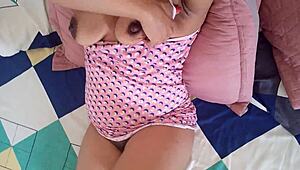 Mexican Step-Cousin Teases Erotic Moves Then Dildo Masturbates Wet