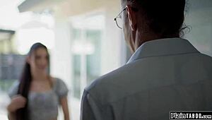 Catfished teen babe deepthroats old guy's monster cock in garage anyway!