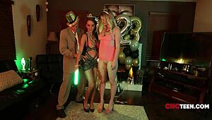Whoa! Simp American Milf Freeuse New Year's Threesome Party!