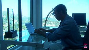 imagine a cute brunette with small tits riding hard on a boat but what happens next?