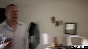 Catfished teen babe deepthroats old guy's monster cock in garage anyway!