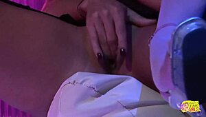 Naughty Blondes Finger Pussies in Club Before Epic Lesbian 4Some Heels Action!