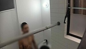 Bent Over BATHROOM Fuck SPYING On Cute College TEEN Riding Lover DOGGYSTYLE