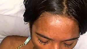 petite babe takes on black stud and gets facial milk shower 💦😍