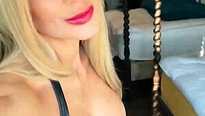 woman in wetlook suit leather boots shows ass closeup