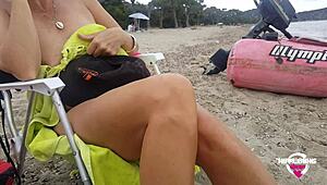 imagine her pierced nipples and pussy flashing naughtily at the beach, doesn't that drive you wild?