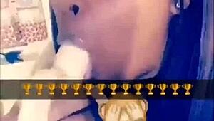 banana turns into throbbing cock for butta's sloppy deepthroat blowjob skills