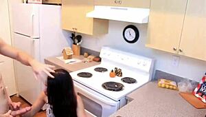 Blanc Noir gets casually fucked in kitchen with ass focus oral play