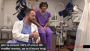 i'm the brunette nurse in latex gloves givin patient humiliation spreadin ass n tits