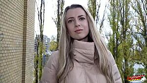 德国选角Adriana Sweet金发苗条柏林办公室粗暴干