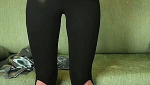 hazel ash's shiny yoga leggings photoshoot... wanna rip them off?