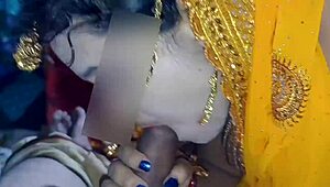 indian bride teases hubby with dirty bedroom creampie talk