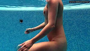 lady dee shy czech teen intriguing pool swim